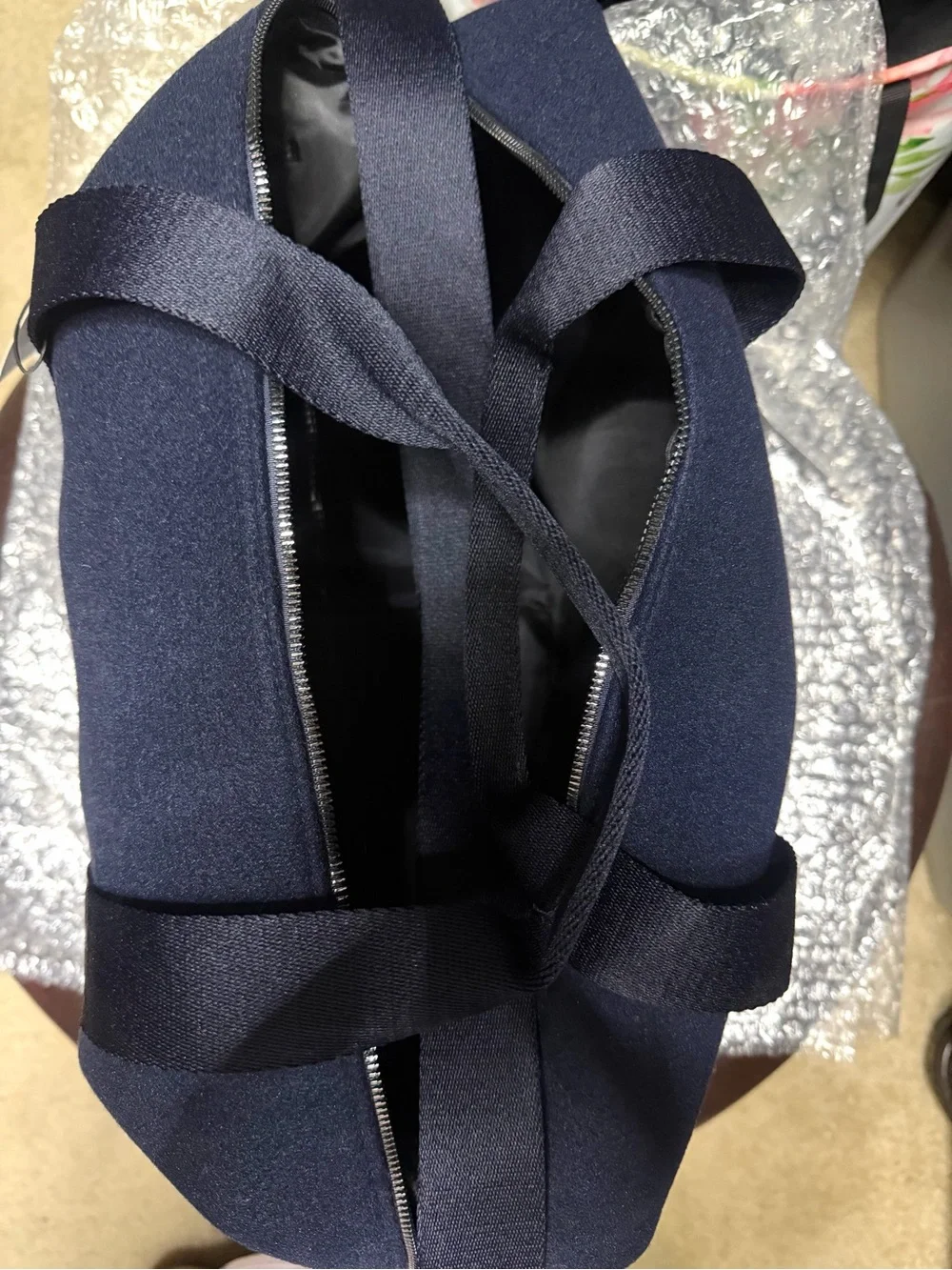 COACH Navy Blue Canvas Duffel with White Logo